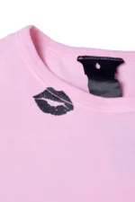 BLACK LIPSTICK FRIENDS- EMBROIDERED T-SHIRT (PINK)