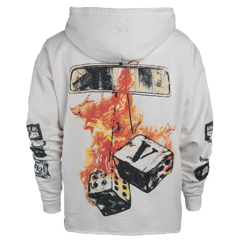 White Vlone Crash The Whip Hoodie With Dice White Vlone Crash The Whip Hoodie With Dice